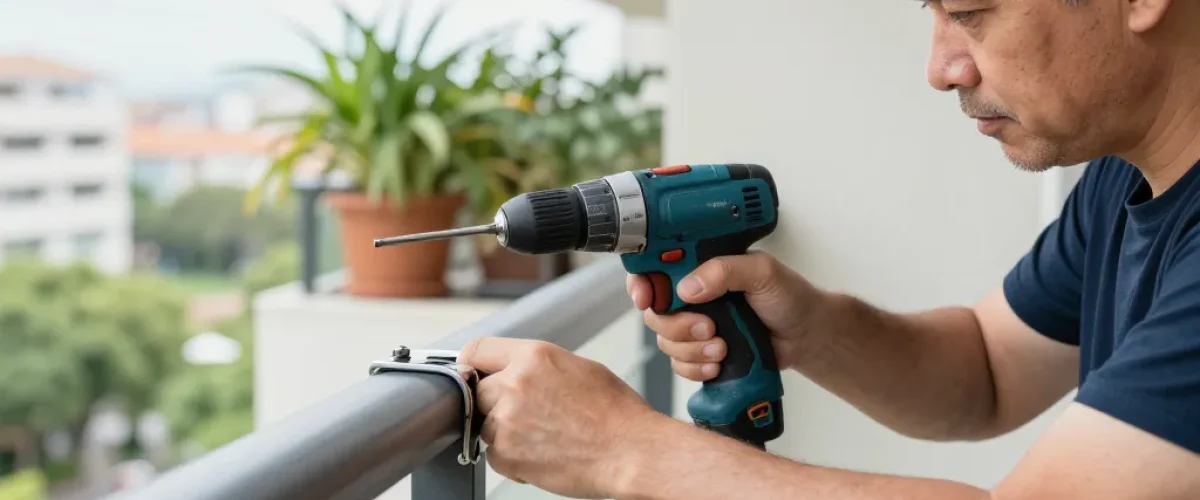 fixer parasol balcon